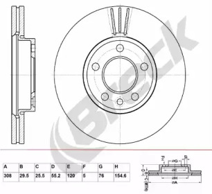 Тормозной диск BRECK BR 360 VA100